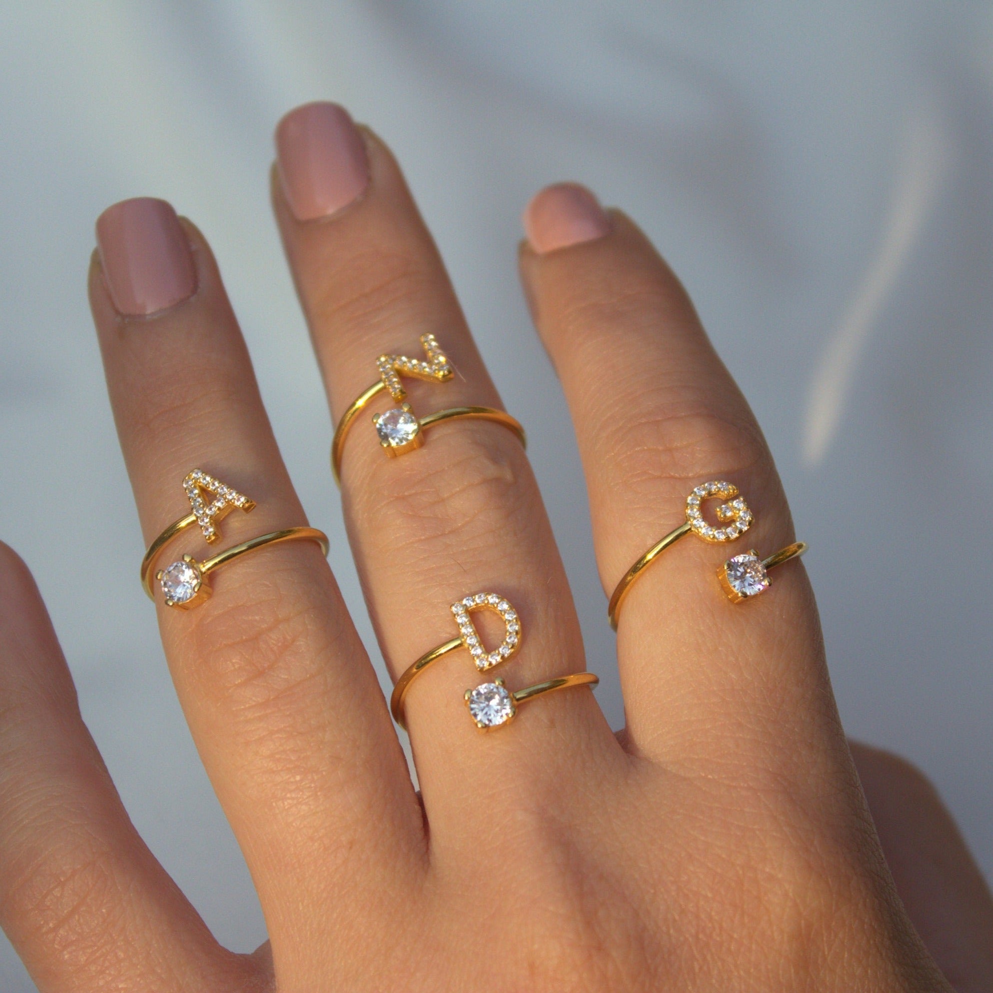 Cubic Zirconia Finger Jewelry | Cubic Zirconia Wedding Band | Gold Ring  Name Initial - Rings - Aliexpress
