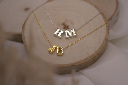 Sterling Silver Double initial Necklace | Gold Initial Necklace |Solid Silver Letter Necklace |Monogram Necklace | Personalized initial Gift