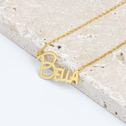 Personalized Name Necklace Gifts, Customized Mothers Day Jewellery | Baby Name Necklace in Sterling Silver& Rose Gold | Kids Name Necklace