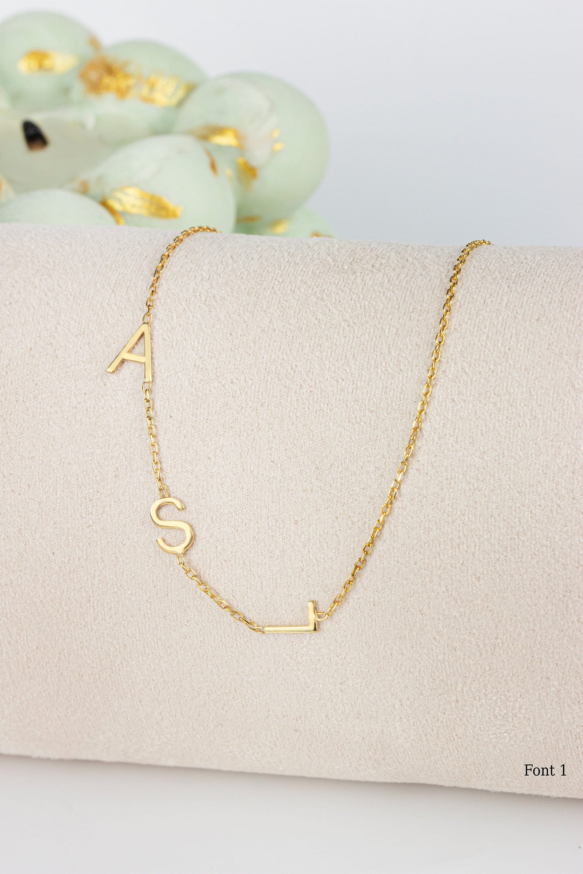 14k Gold Initial Necklace| Letter Gold Necklace| Custom Sideways Necklace | Personalized Initial Necklaces| Sterling Silver Sideways Initial