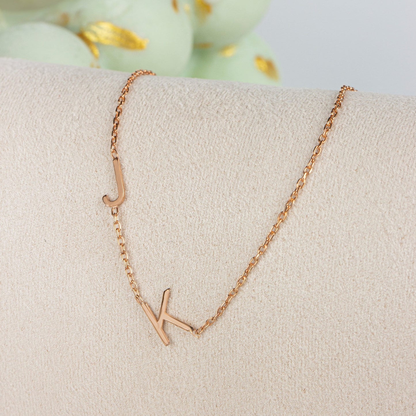 Personalised Minimalist Sideways Initial Necklace  in Sterling Silver , Gold , Rose | Extra Tiny Custom Letter Necklace | Spaced Necklace