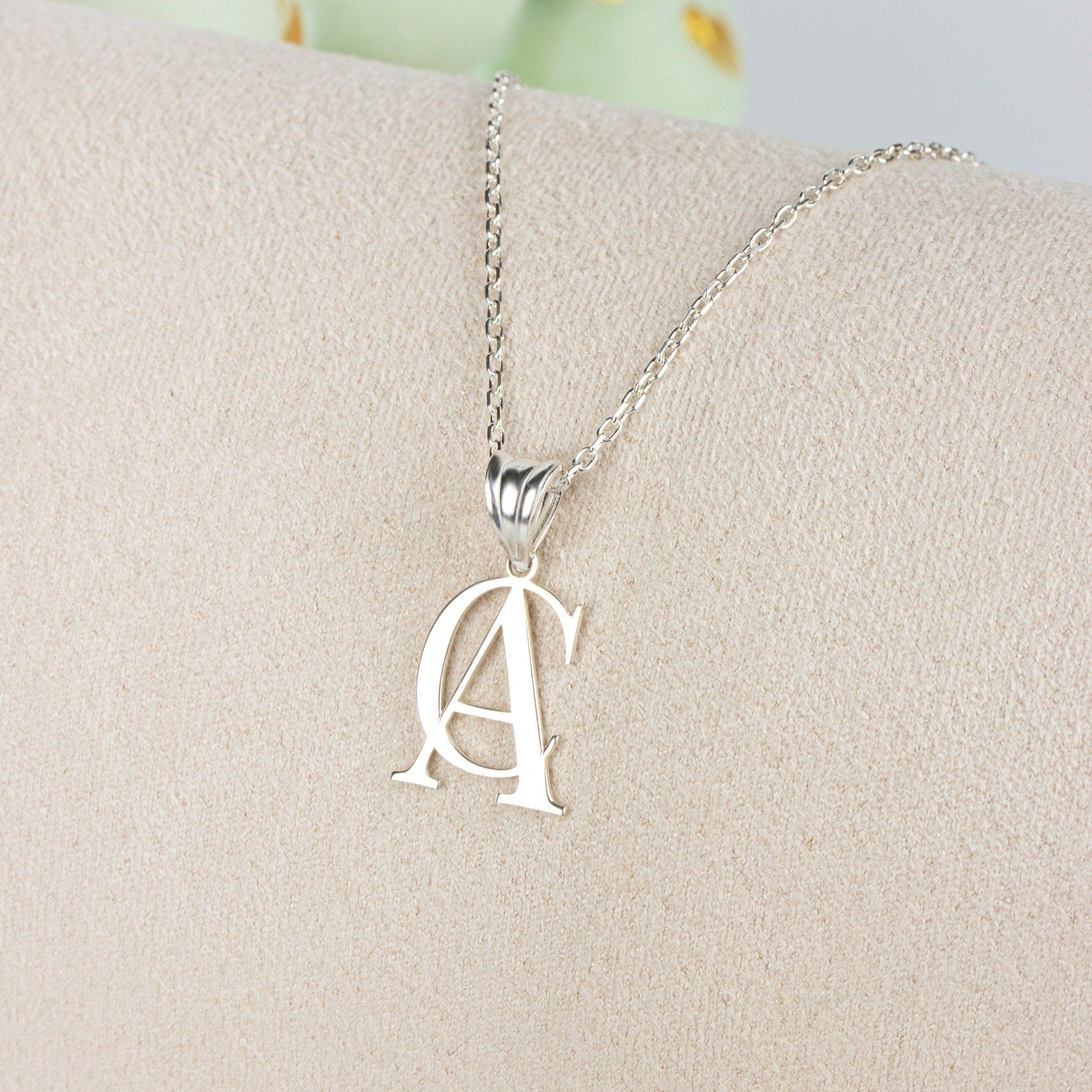 Double Initial Necklace | Silver Two Letter Necklace | Custom Double initial Necklace | Couple Necklace | Personalized Gift For Her