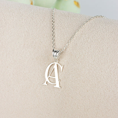 Double Initial Necklace | Silver Two Letter Necklace | Custom Double initial Necklace | Couple Necklace | Personalized Gift For Her